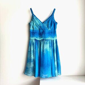 Evan Picone Blue Chiffon Abstract Polka Dot Print Summer Dress 12